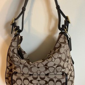 Coach Handbag, Brown with Leather Trim